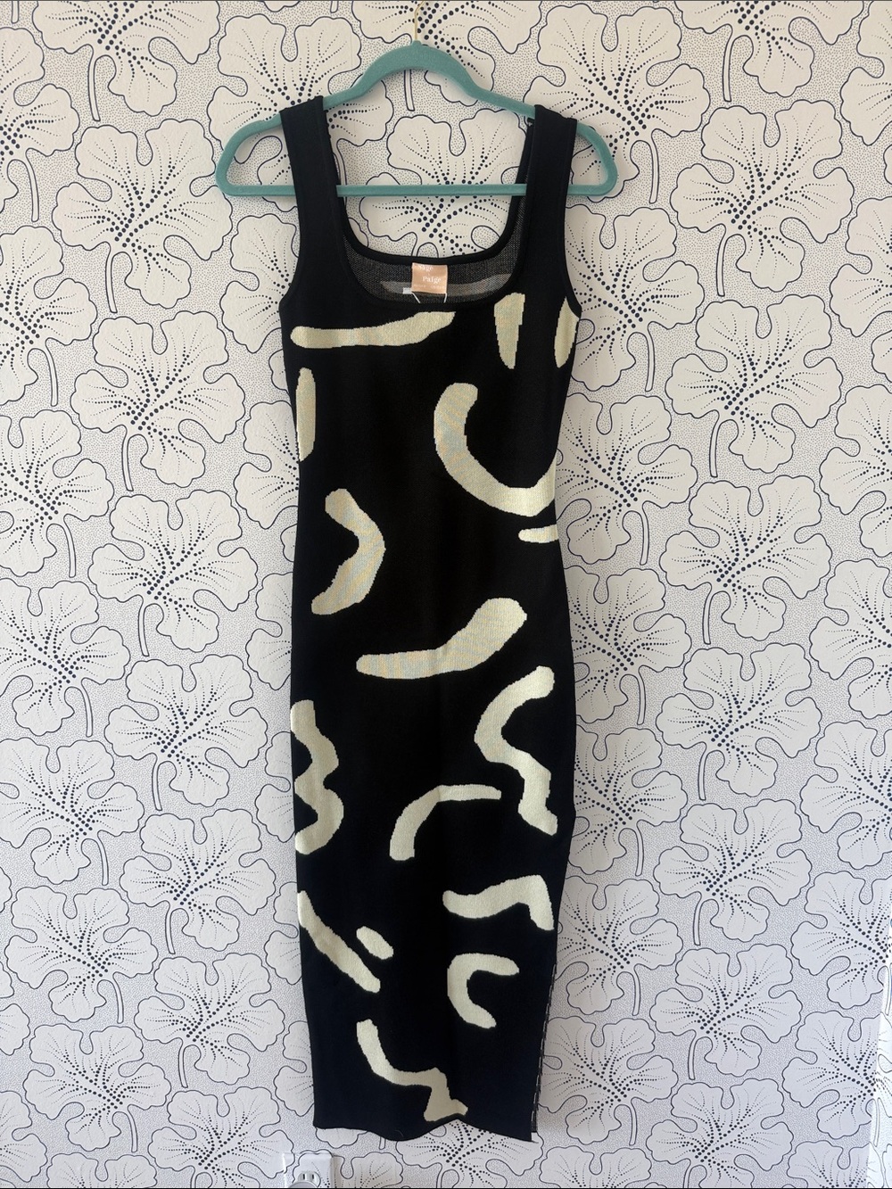 Sleeveless Black Maxi Dress with Cream Abstract Accents